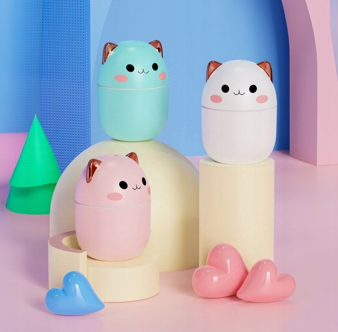 Mini nawilżacz powietrza i lampka nocna led kotka