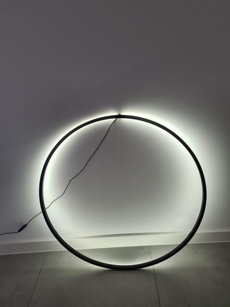 Nowa okrągła lampa LED zimny biały 80cm czarna