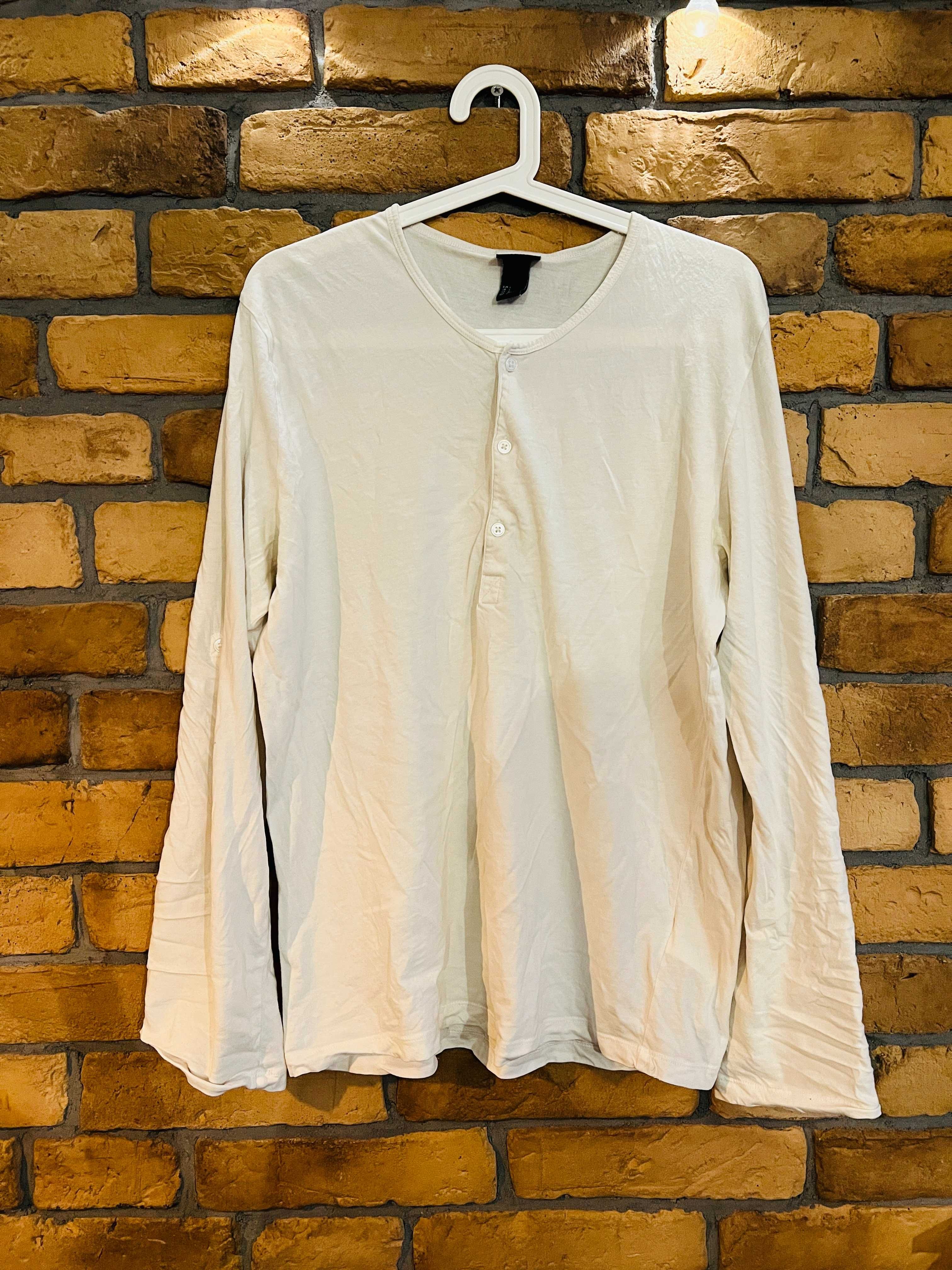 Biała koszulka z długimi rękawami 100% bawełna Zapięcia do rękawa