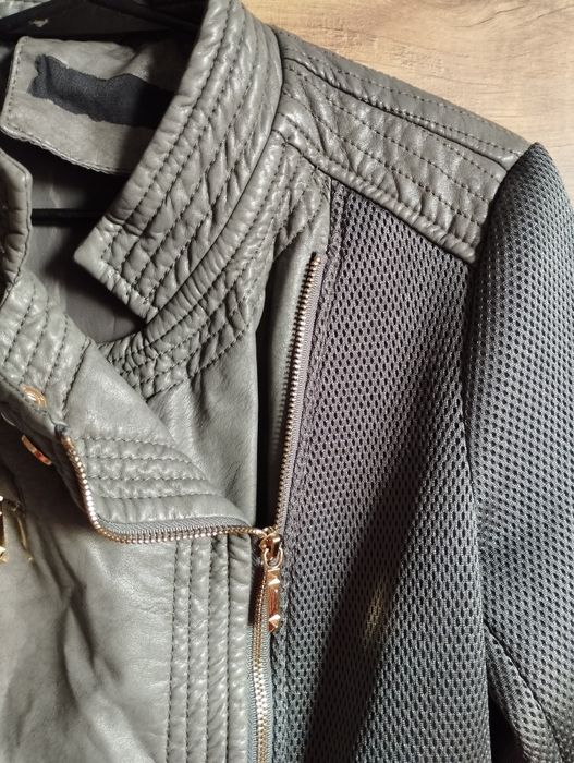 Szara kurtka przejściowa XL eko skóra ramoneska