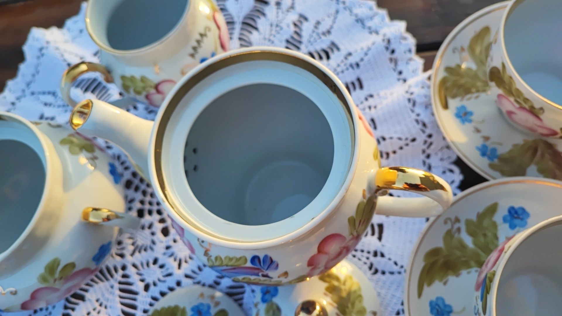 Rzadki porcelanowy Serwis do herbaty ręcznie malowany Baranówka ZSRR