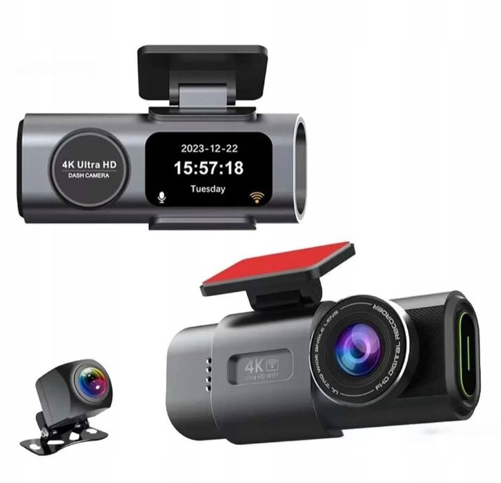Wideorejestrator kamera samochodowa 4K/FHD z Wifi z kamerą tylną