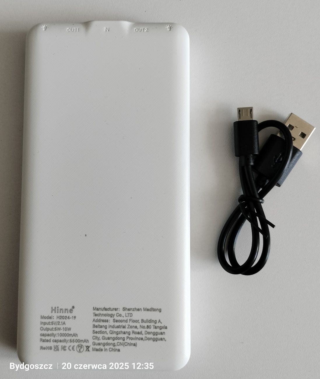 Powerbank pojemność 10 000 mAh, biały