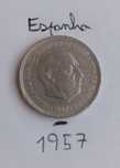 Moeda 1957 Espanha 5 pesetas