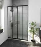 Portas de Duche BLACK FUSION 1 Porta de Correr + 1 fixa 180X195 Preto