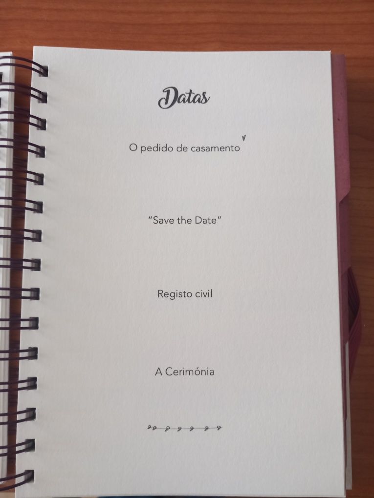 Agenda para planear casamento