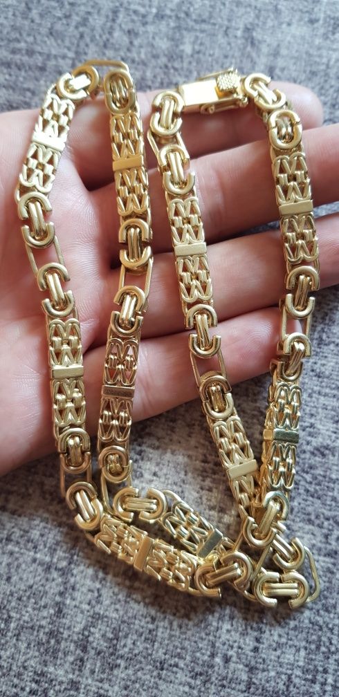 Złoty łańcuszek męski splot królewsko bizantyjski 120gram istnaPETARDA