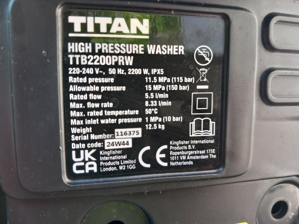 Myjka Ciśnieniowa Titan 2200W 150 BAR TTB2200PRW