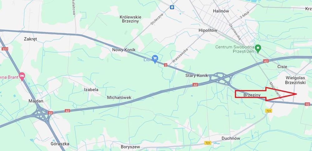Działka - 33 km od W-wy Centralnej - A2 - 2 km
