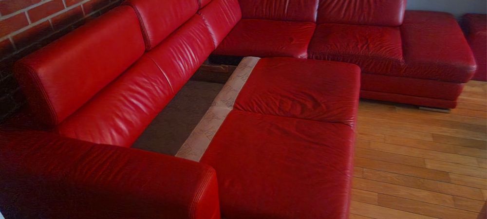 ETAP SOFA - piękny naroznik skorzany w kolorze czerwonym
