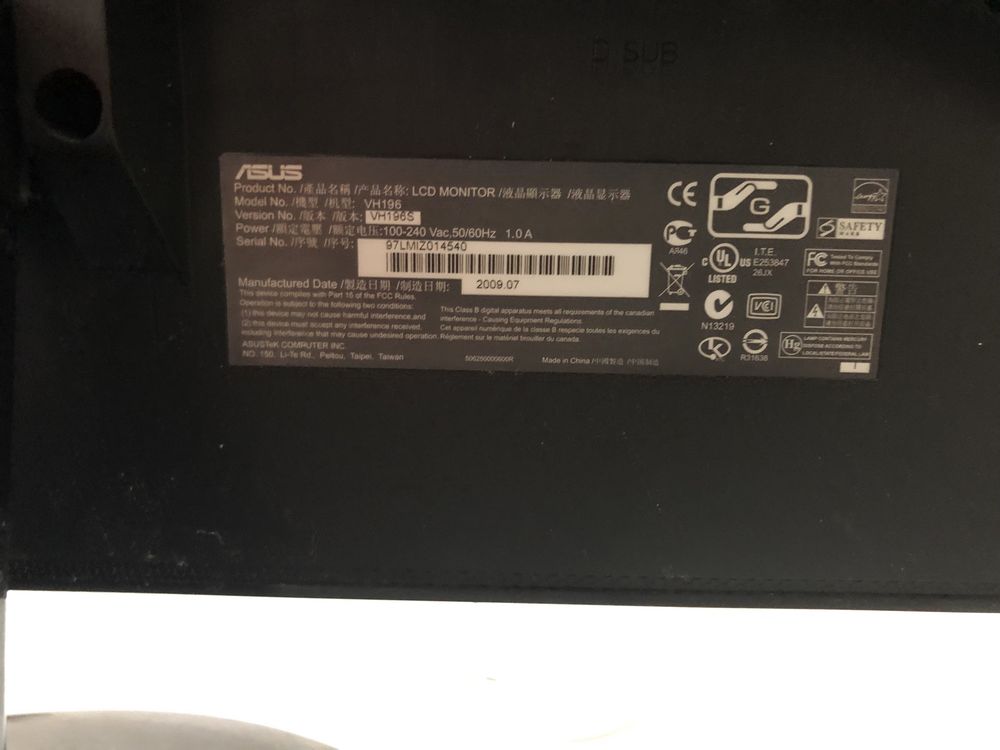 Монітор Asus vh196s 19 " чорний