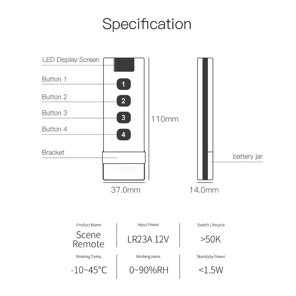 Zigbee Pilot 4 kanały 12 scen Tuya Smart life home