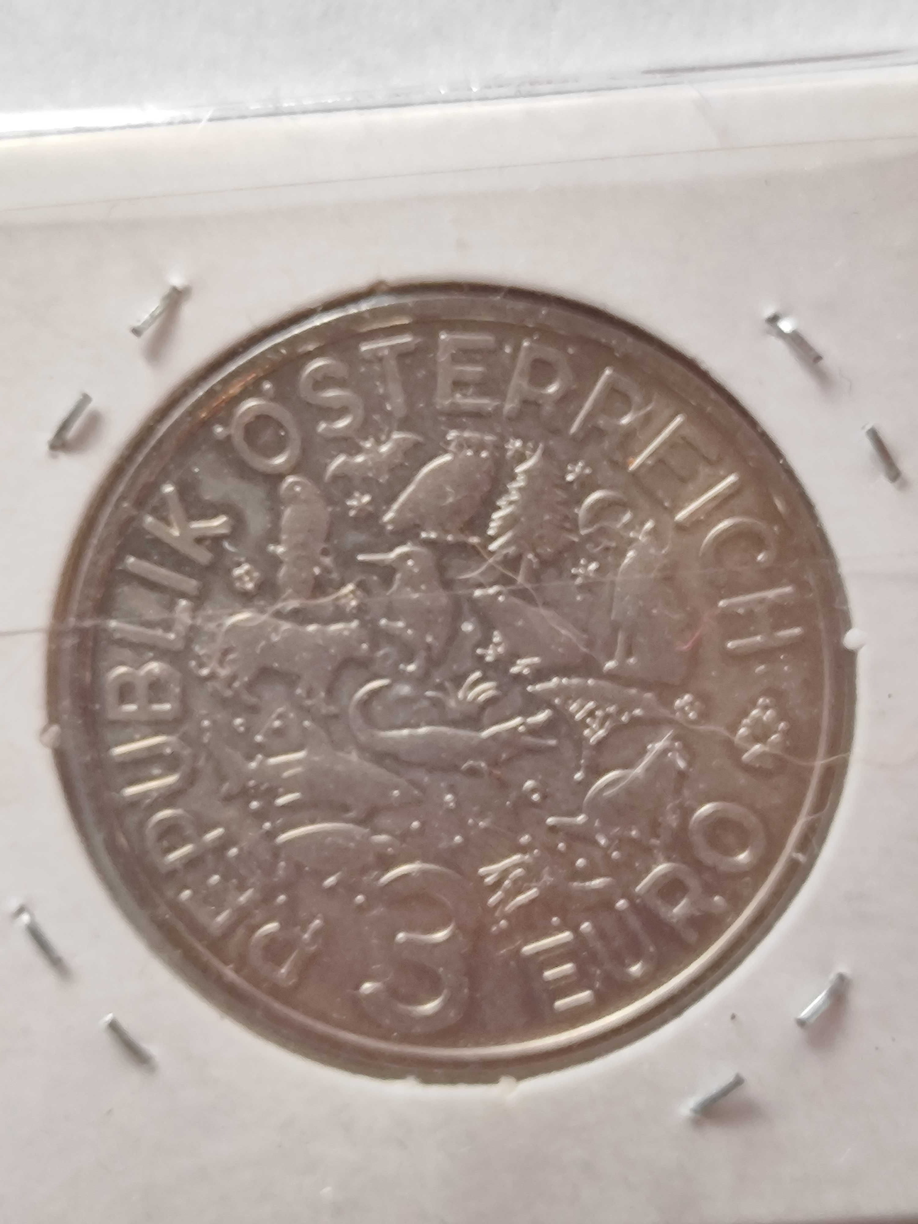 Moeda de coleção de 3€ da Áustria - Coruja (brilha no escuro).