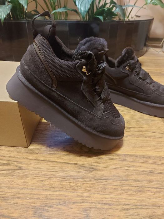 Уггі шкіряні UGG lowmel sneaker platform  36-40 чорний шоколад