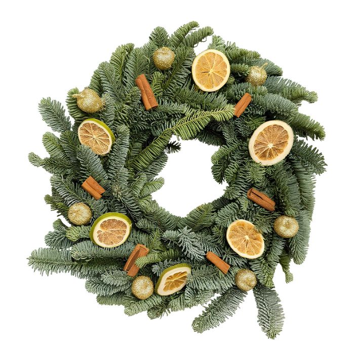 WIENIEC ŚWIĄTECZNY Z Jodły 35CM Stroik Boże Narodzenie Zdobiony