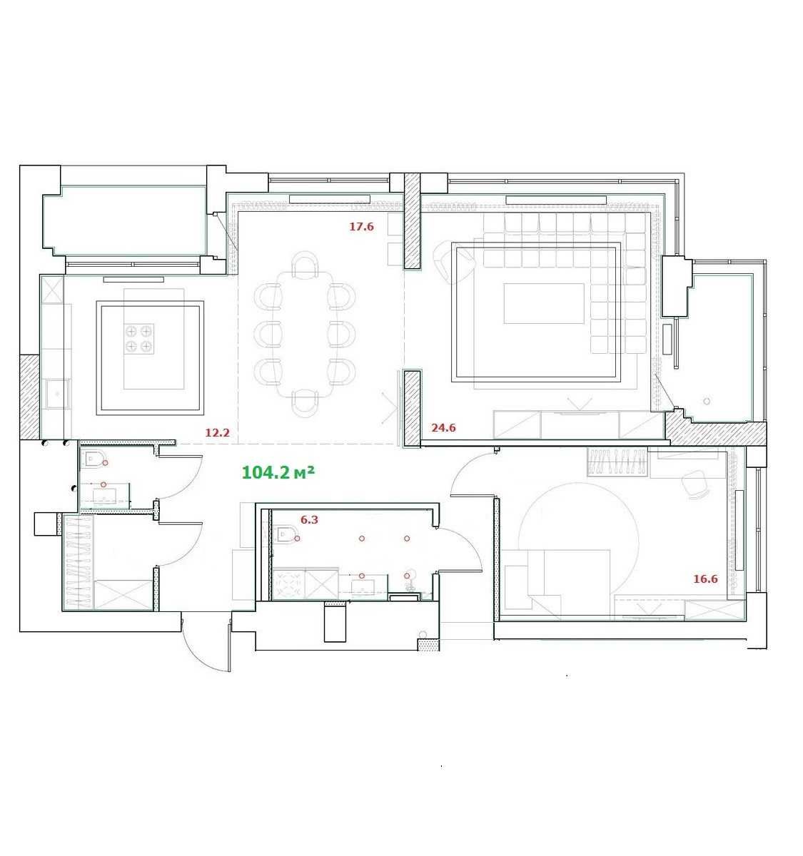 Трьох кімнатна квартира 104 м ² з чудовим видом в ЖК «Tetris Hall»