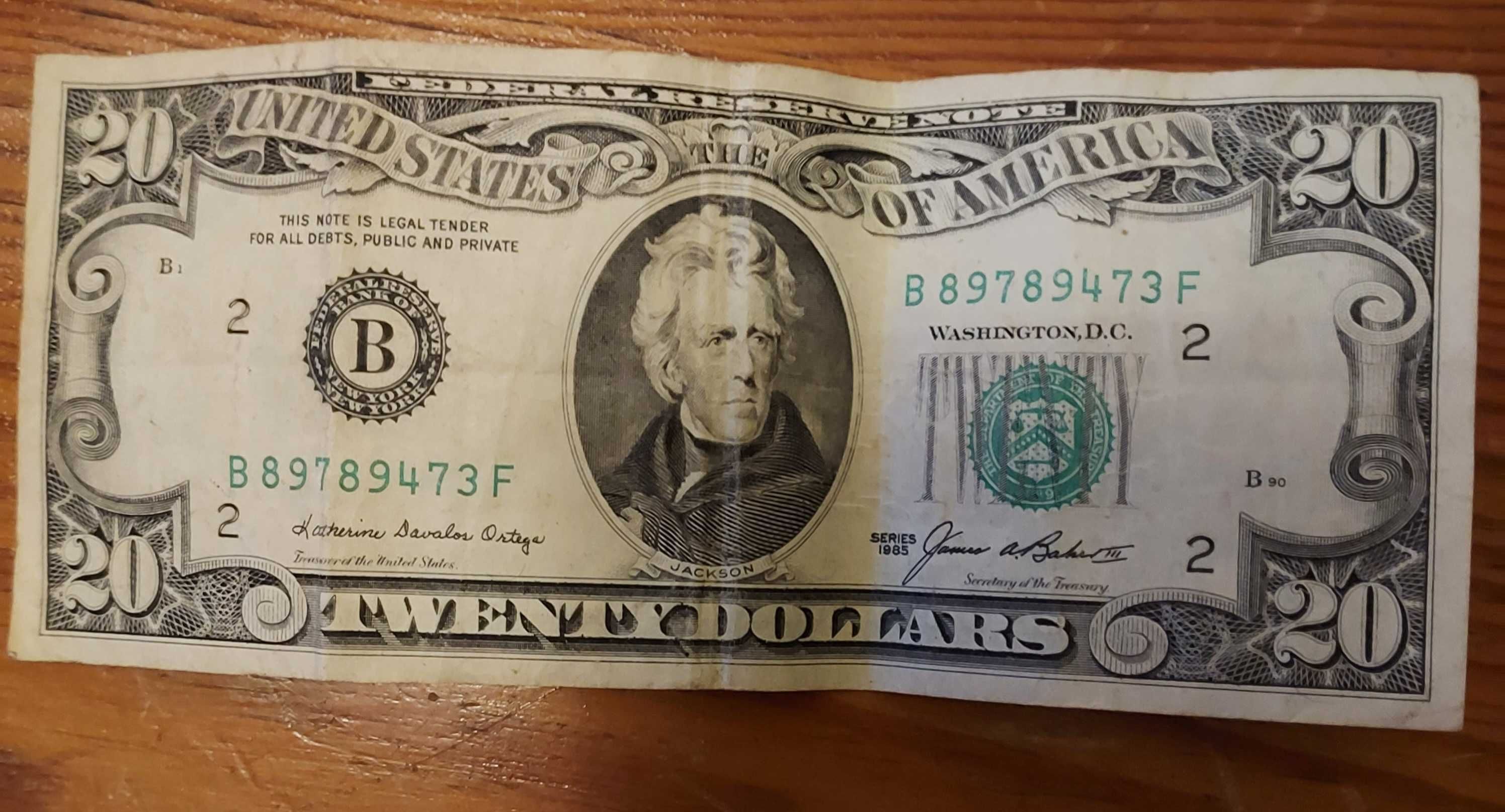 Nota 20 dólares americanos