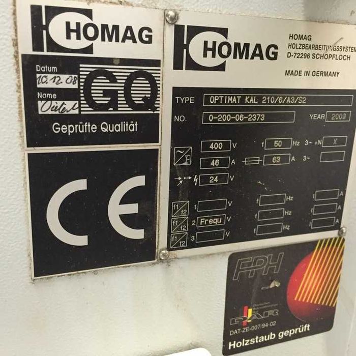 Okleiniarka Homag Optimat KAL 210/6/A3/S2 – 2009