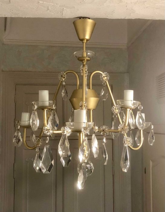 Винтажная люстра с хрустальными подвесками