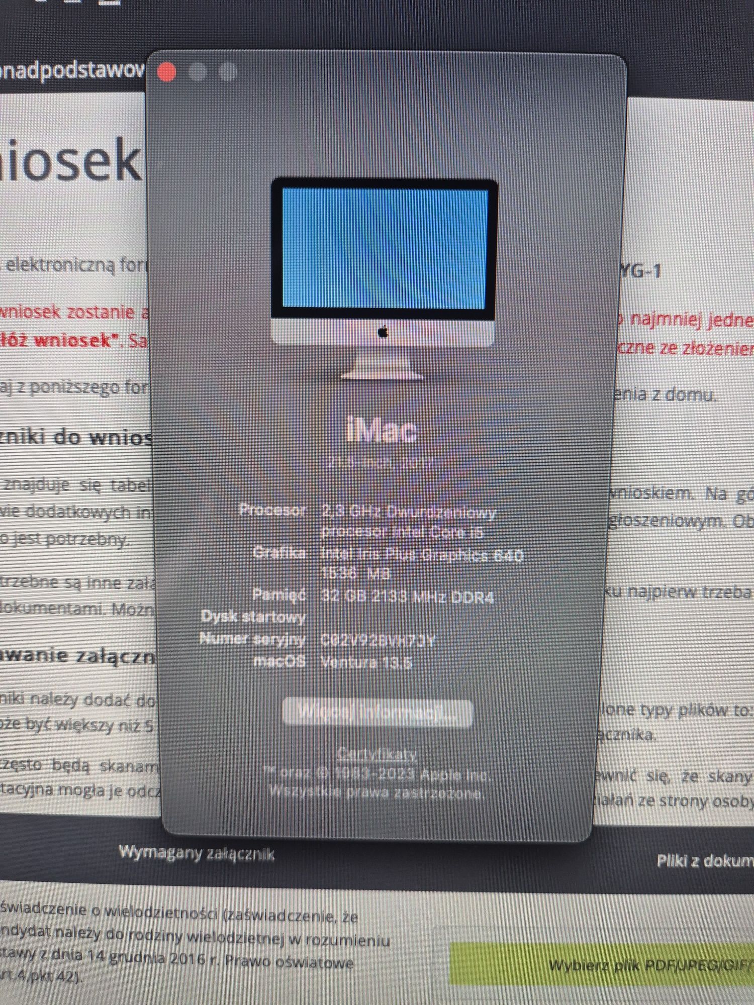 IMAC 21,5 2017 rok
