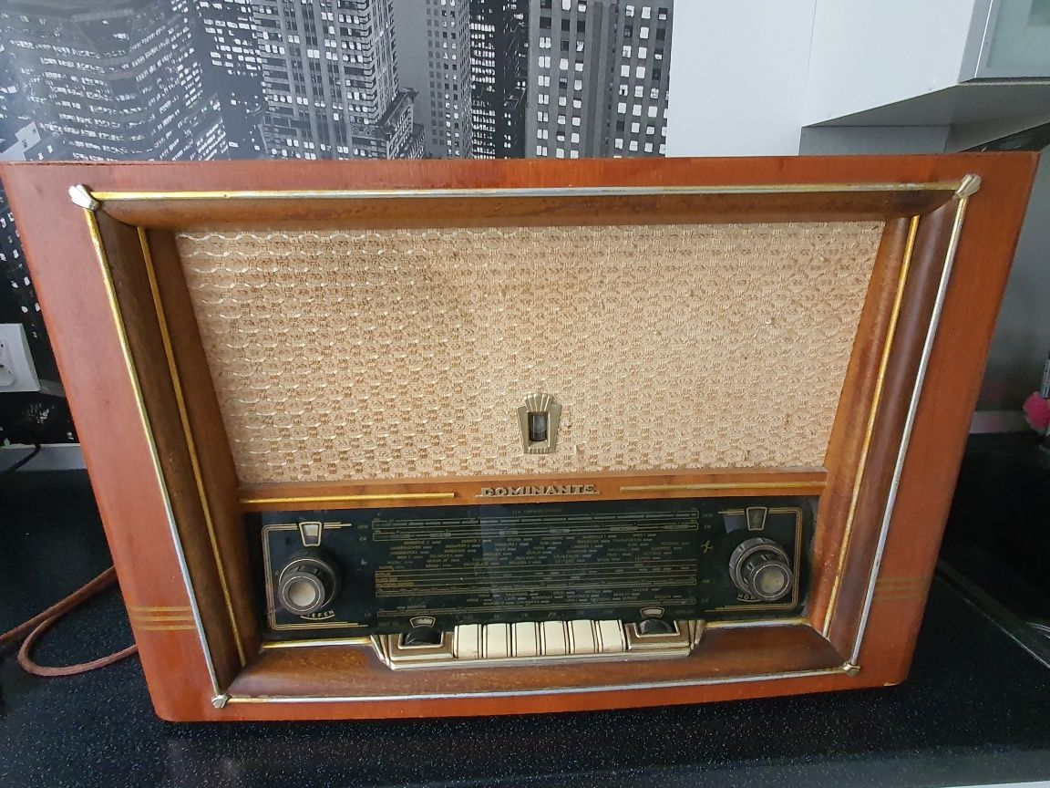 Radio lampowe Dominantę, prl, vintage, art deco