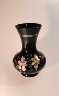 Piękny zabytkowy wazon - szkło hialitowe  ręcznie malowane - Vintage