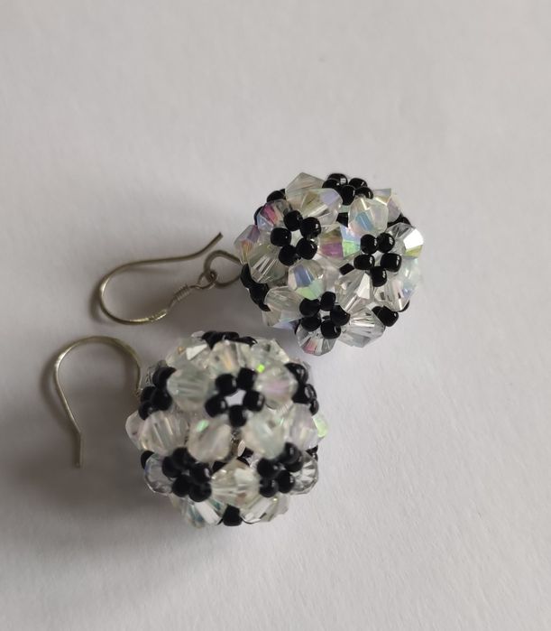 Kolczyki koraliki bicone kule handmade