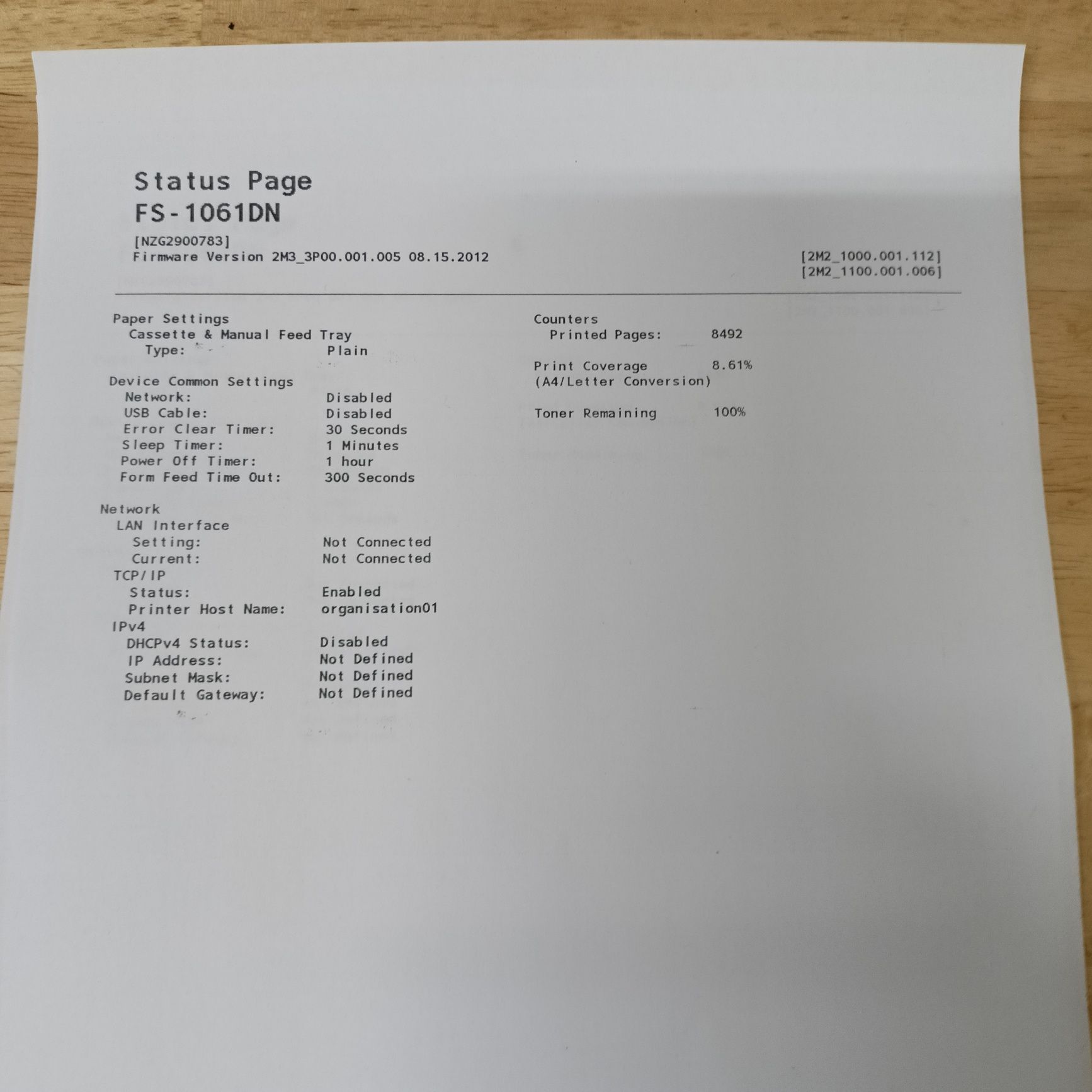 Drukarka laserowa Kyocera FS-1061DN..