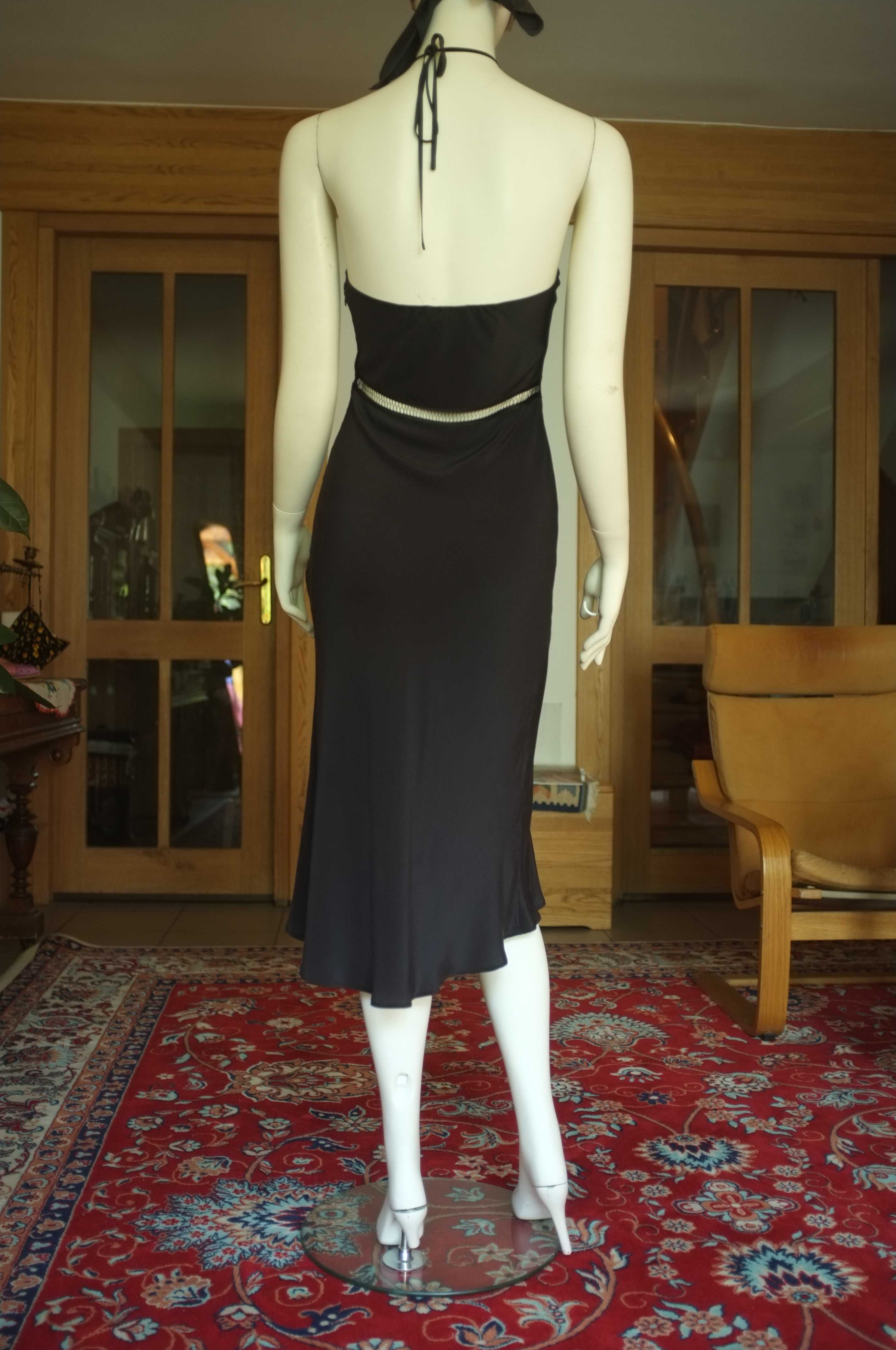 jedwabna elegancka sukienka H&M wiązana halter subversive boho
