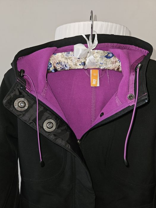 Kurtka Lucy czarna i fioletowa, sportowa zimowa narty