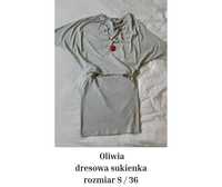 Jasnoszara dresowa lekko asymetryczna sukienka, rozmiar 36, Oliwia