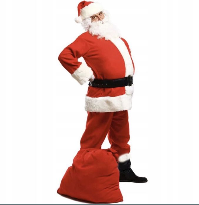 Strój Świętego Mikołaja Welurowy Premium 13 El Święty Mikołaj dzwonek