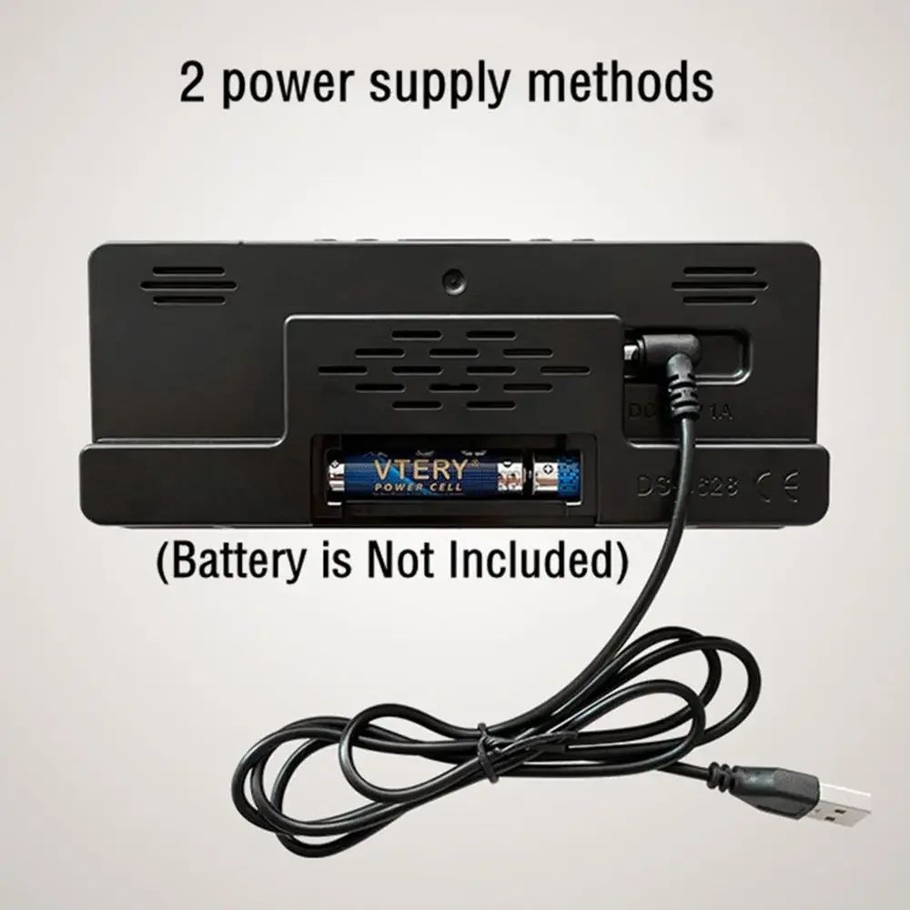 Budzik zegar elektroniczny LED cyfrowy alarm termometr USB