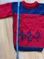 Sweter sweterek wełniany ręcznie robiony 116/122/128
