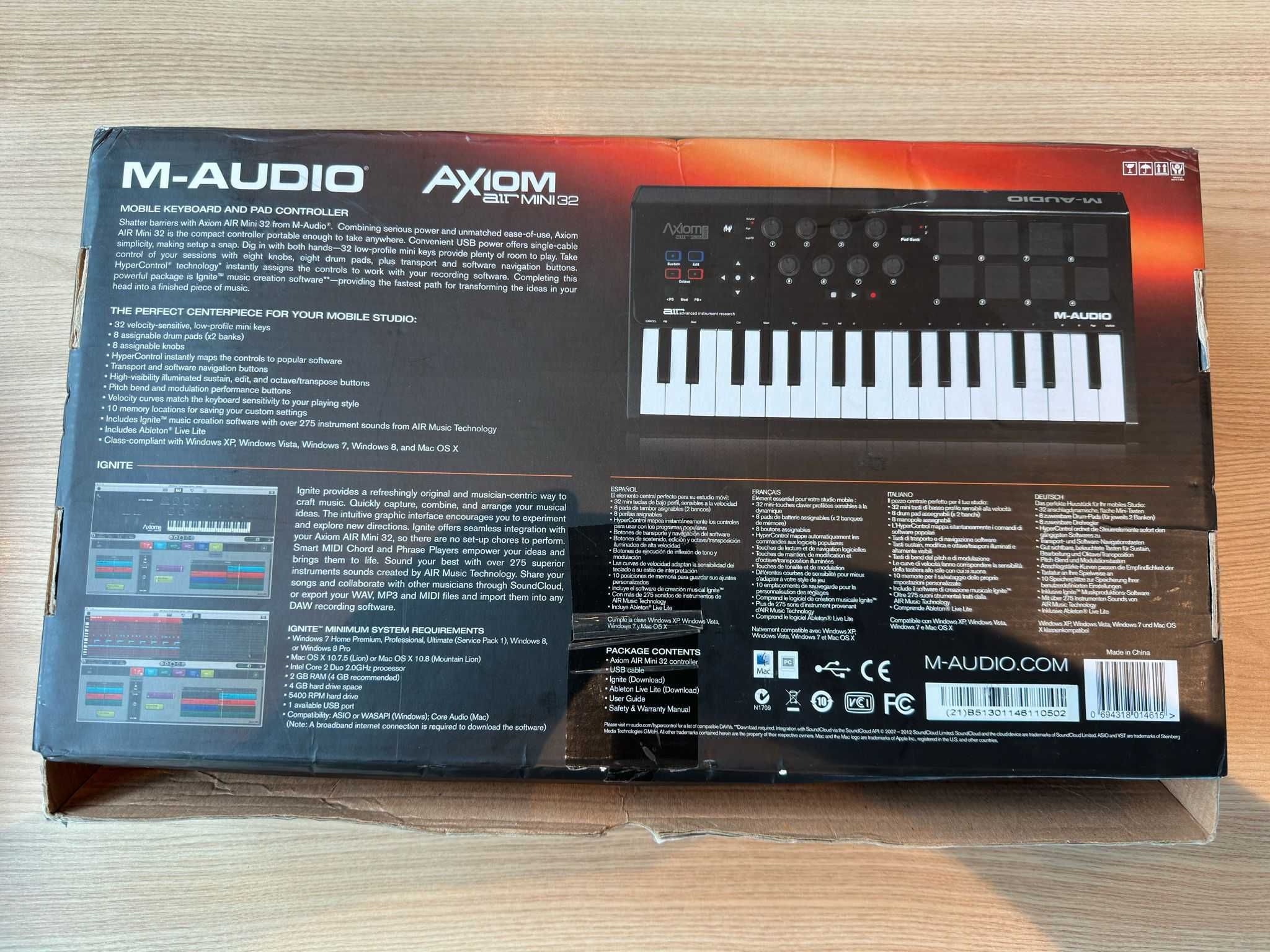 Controlador midi (M-Audio Axiom air mini 32)