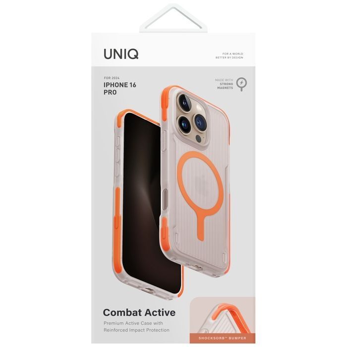 16 Pro Etui Combat Active Uniq Magclick Charging Iphone Pomarańczowy