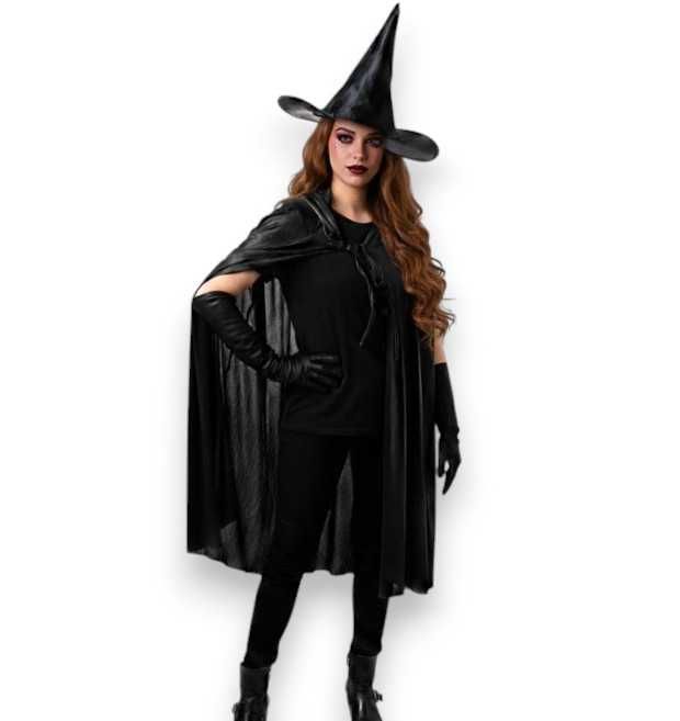 Strój Czarownicy Wiedźmy z Peleryną i Kapeluszem Halloween Szpony
