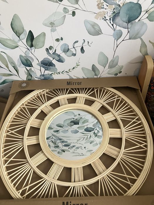 Dekoracyjne lustro okrągłe bambusowe sred.45 cm boho