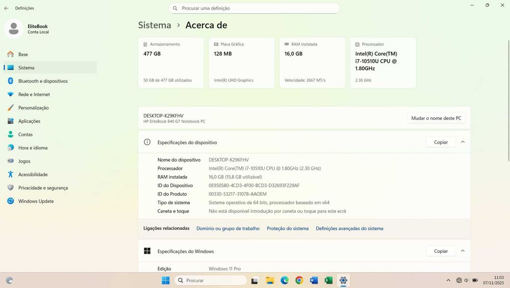 Portátil HP EliteBook 840 G7 i7