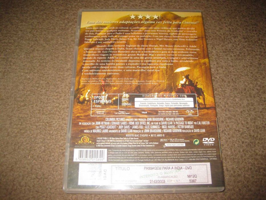 DVD "Passagem Para a India" de David Lean/Raro!
