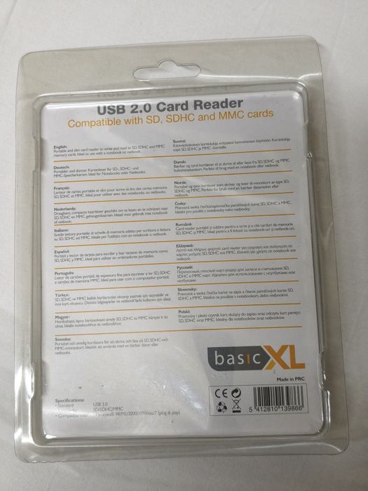 Leitor de Cartões USB 2.0 – Novo, Selado (BasicXL)