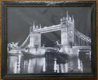 Nowy foto obraz w drewnianej ramie, miasto i most, 32,5x26,5 cm