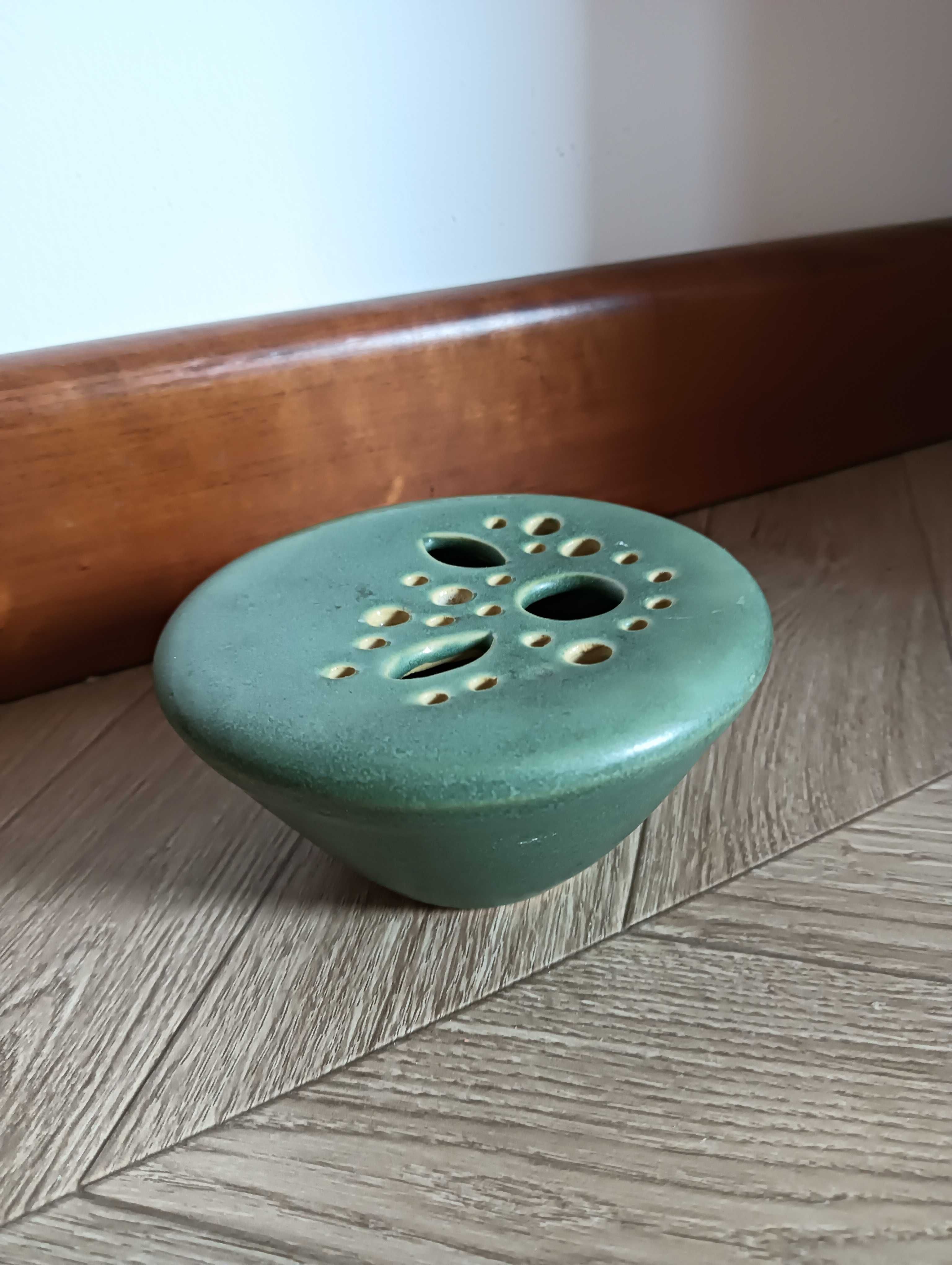 Ikebana ceramiczna zielona pojemnik na kwiaty