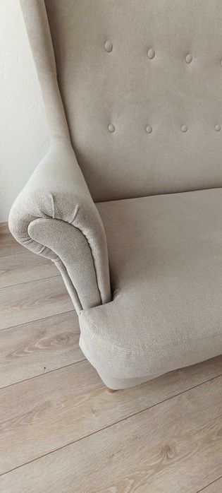 Sofa 2 osobowa + fotel uszak + pufa
