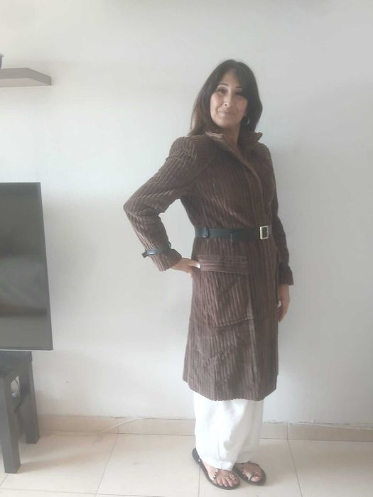 Casaco comprido Veludo Verde Acastanhado Purification Garcia