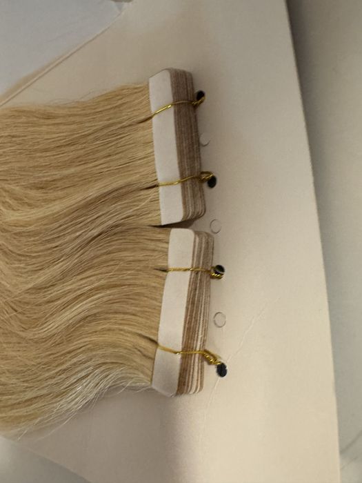 Włosy naturalne tape on kanapki jasny blond 32 cm