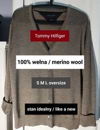 S M L oversize wełniany sweter rozpinany unisex 100% merino wool ideał