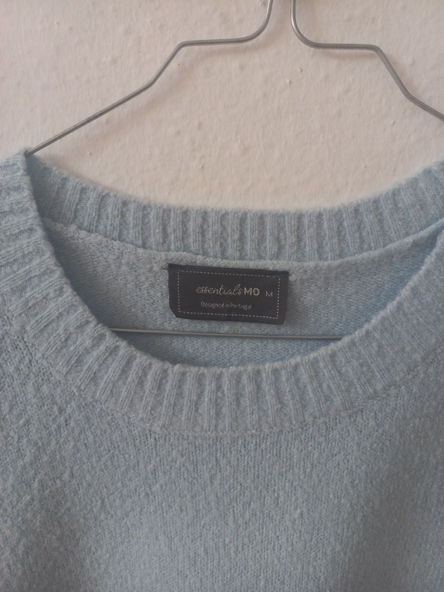 Camisola de malha azul bebé