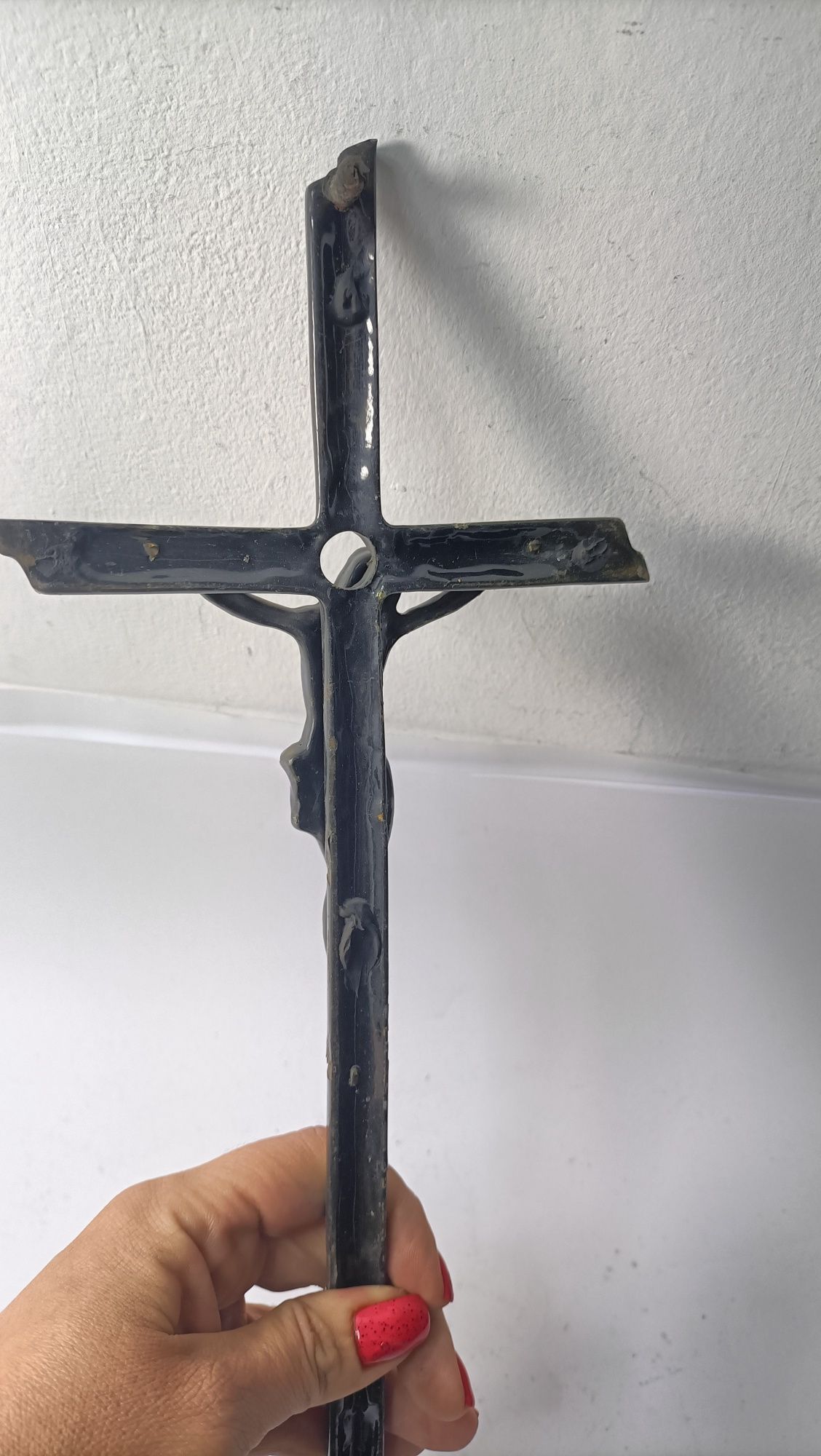 Piękny stary mosiężny krzyż do zawieszenia vintage 36 cm T18