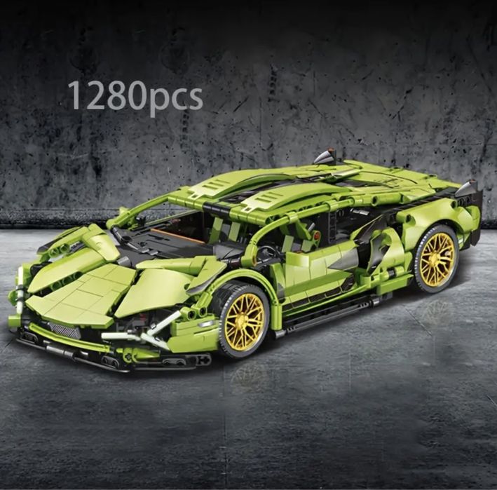 Контсруктор 1300 деталей спортивна машинка36*17см lego technic зелена